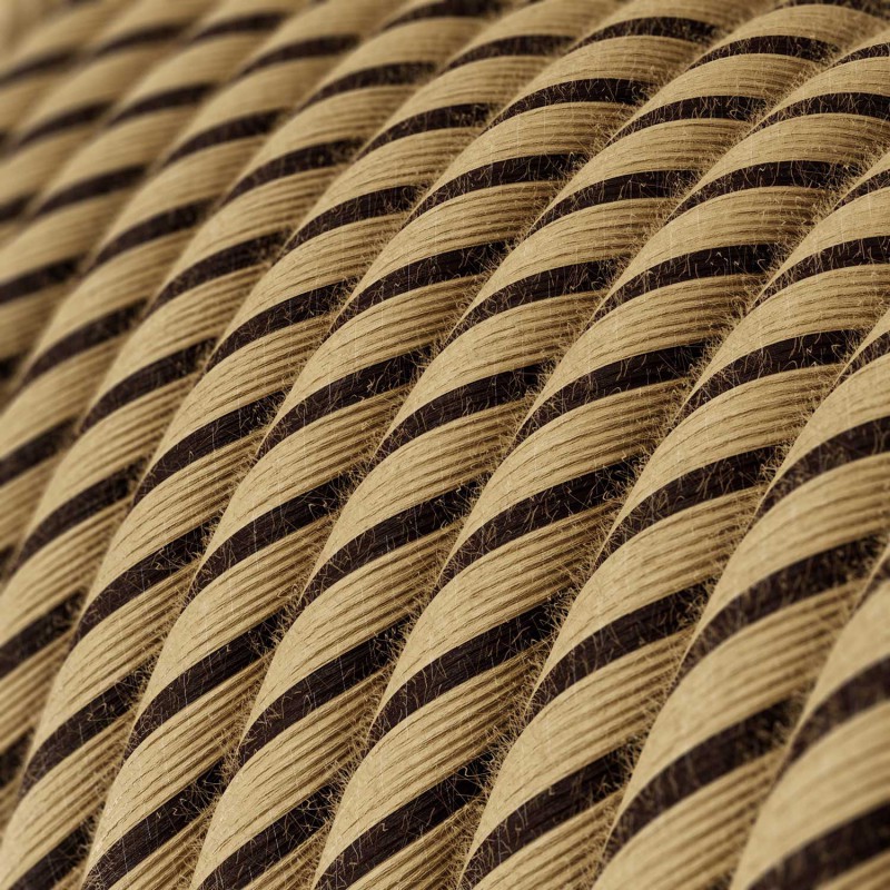ERD21 Textilkabel rund 3x0,75mm² Tabak, aus Baumwolle und Jute Vertigo