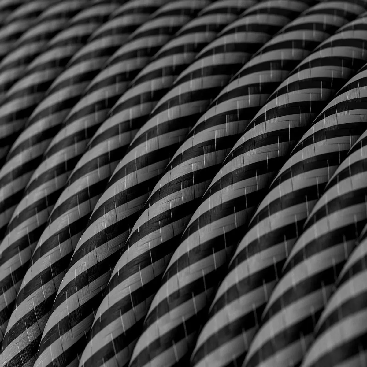 ERM38 Vertigo-Textilkabel 3x0,75mm² Graphitfarbene und schwarze, dünne Streifen